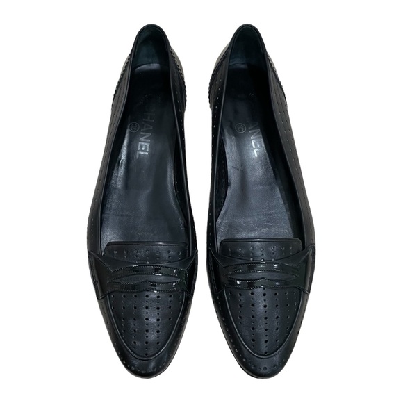 CHANEL Black CC Perforated Ballerina Flats Size EU 40.5 - Picture 5 of 13